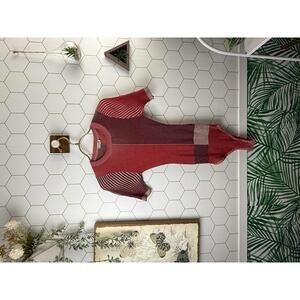 Free People Intimately Red Colorblock Bodycon Sweater Bodysuit - Size - Small